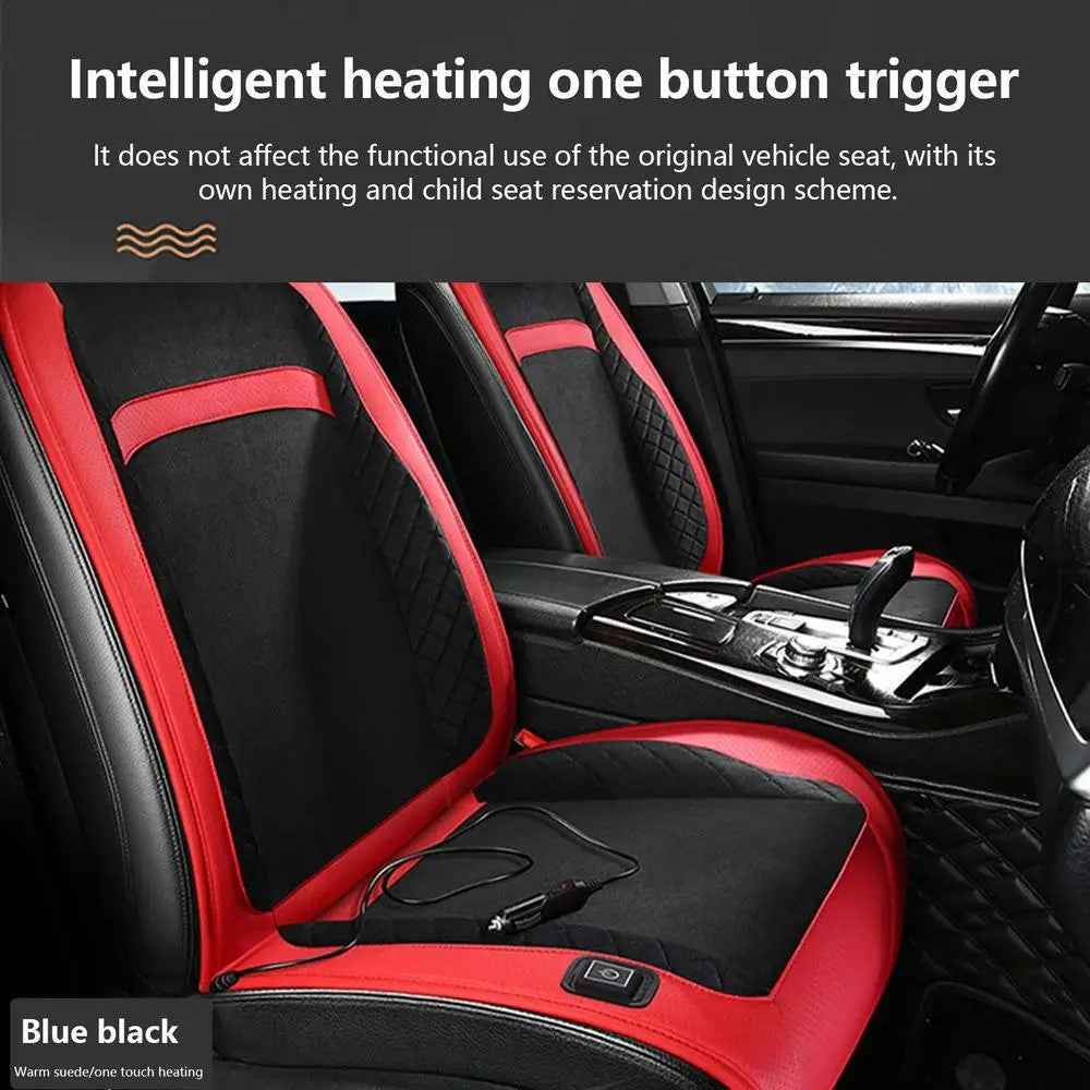Universal 12V / 24V Car Electric Heating Car Seat Cushion with Backrest Car Seat Warmer for Winter - Black / Orange