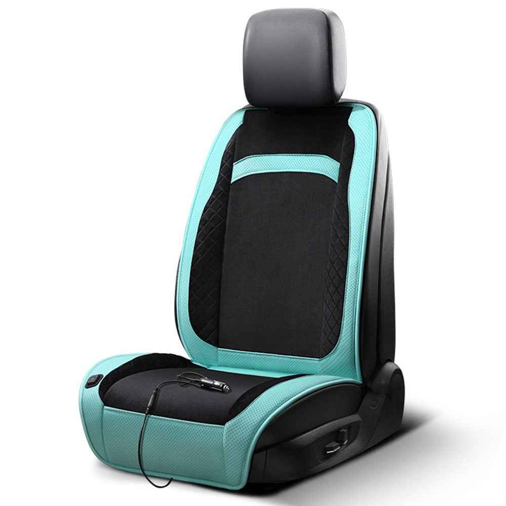 Universal 12V / 24V Car Electric Heating Car Seat Cushion with Backrest Car Seat Warmer for Winter - Black / Blue