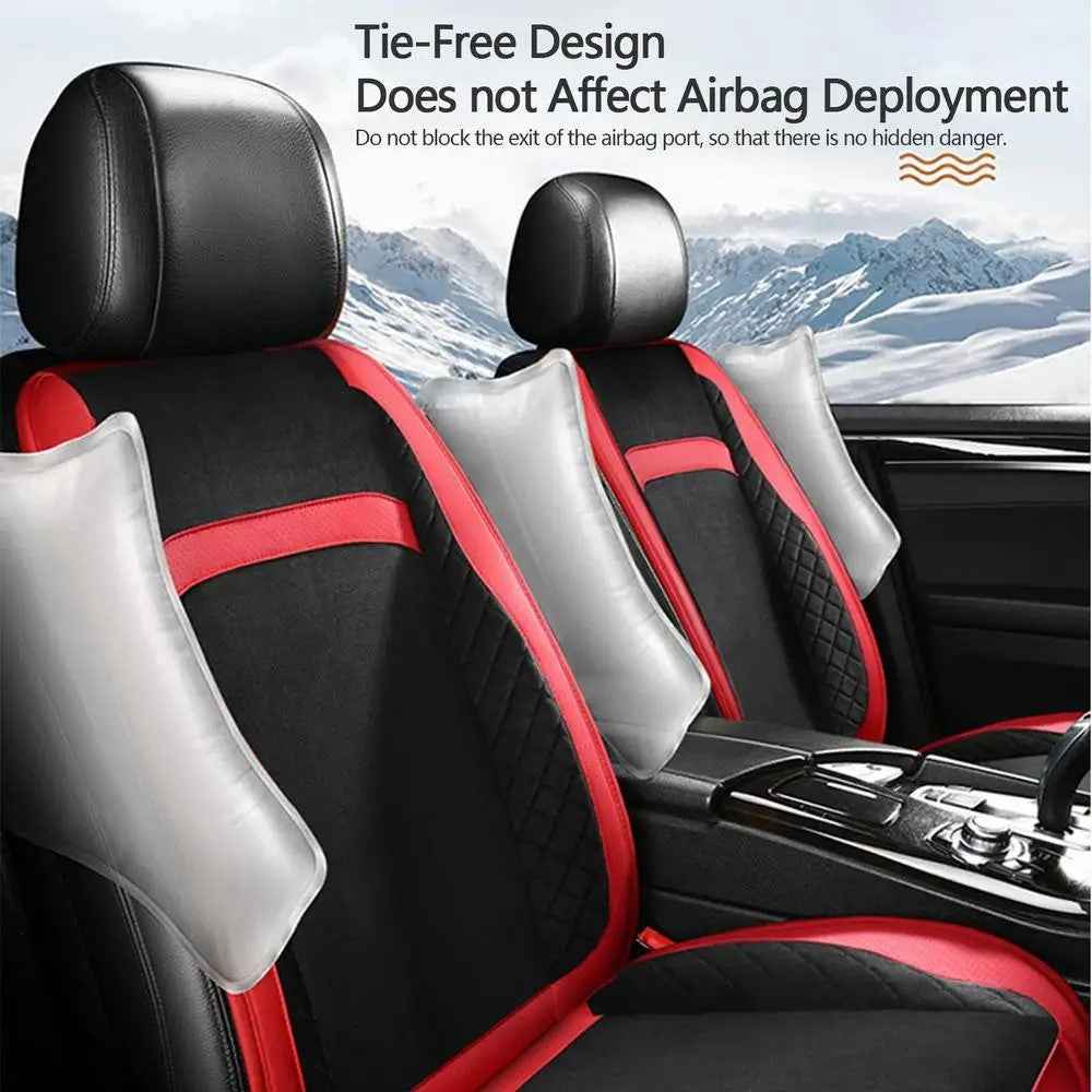Universal 12V / 24V Car Electric Heating Car Seat Cushion with Backrest Car Seat Warmer for Winter - Black / Blue