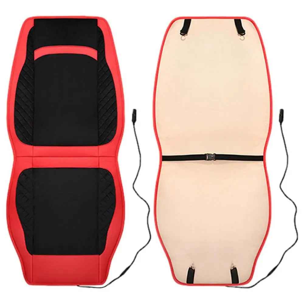Universal 12V / 24V Car Electric Heating Car Seat Cushion with Backrest Car Seat Warmer for Winter - Black