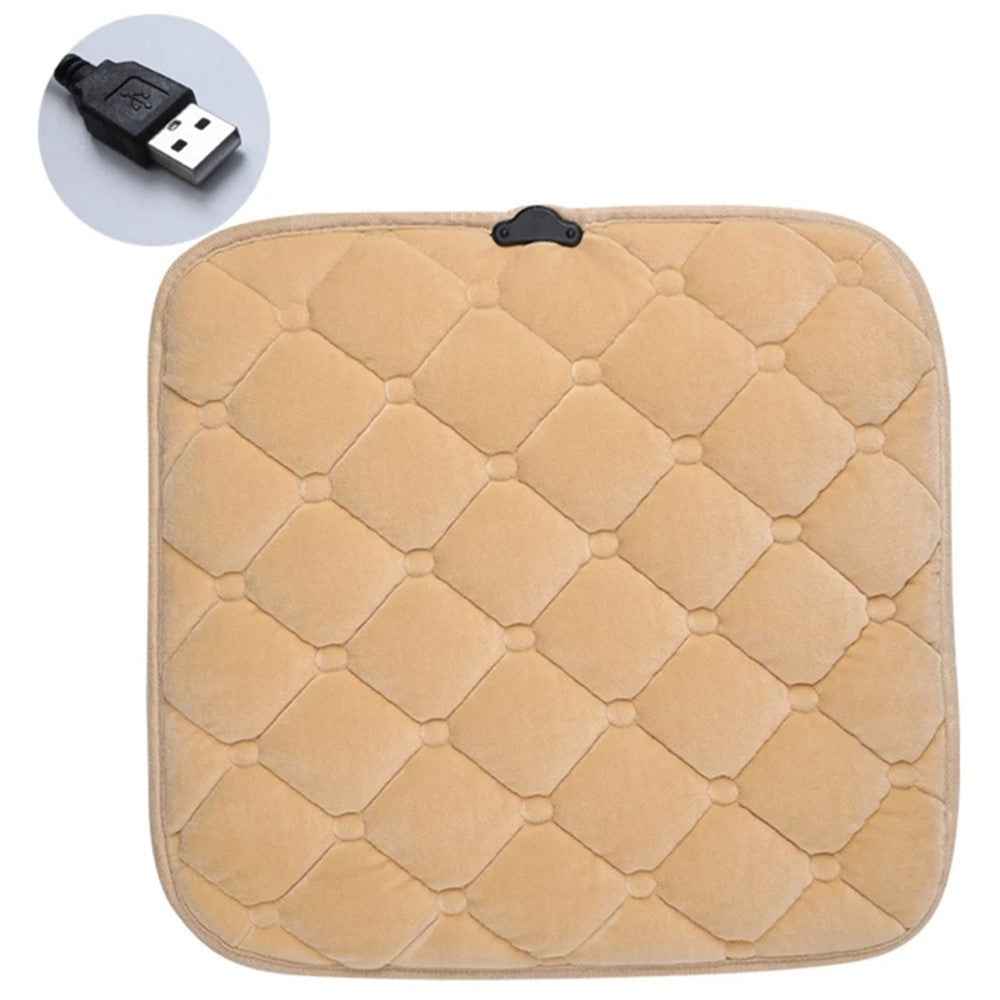 WM-SBXJRD USB 5V Car Heating Cushion Winter Non-Slip Seat Cover Warmer with Touch Switch - Beige