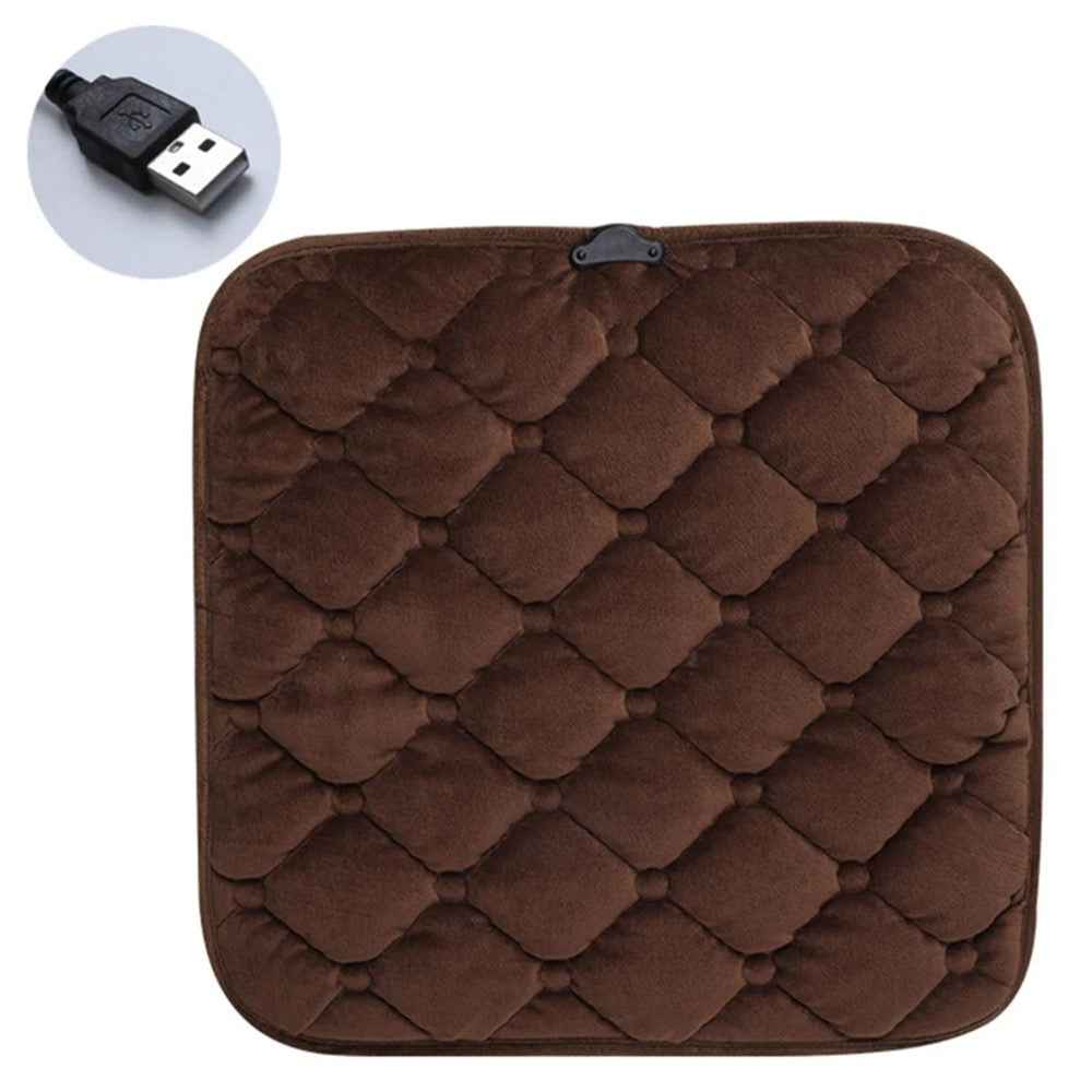 WM-SBXJRD USB 5V Car Heating Cushion Winter Non-Slip Seat Cover Warmer with Touch Switch - Coffee