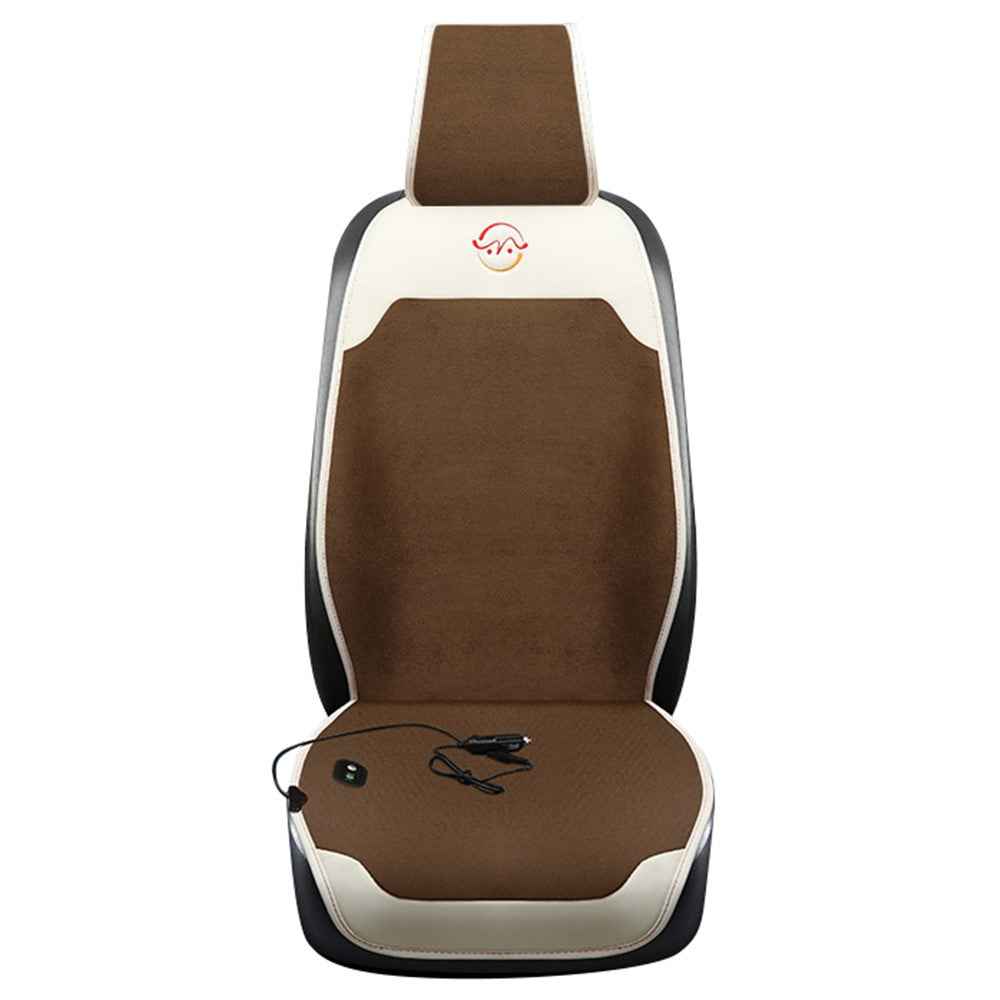 WM-XL2 Universal 12V / 24V Car Heated Seat Cover with Backrest Vehicle Seat Cushion Warmer for Winter - Brown