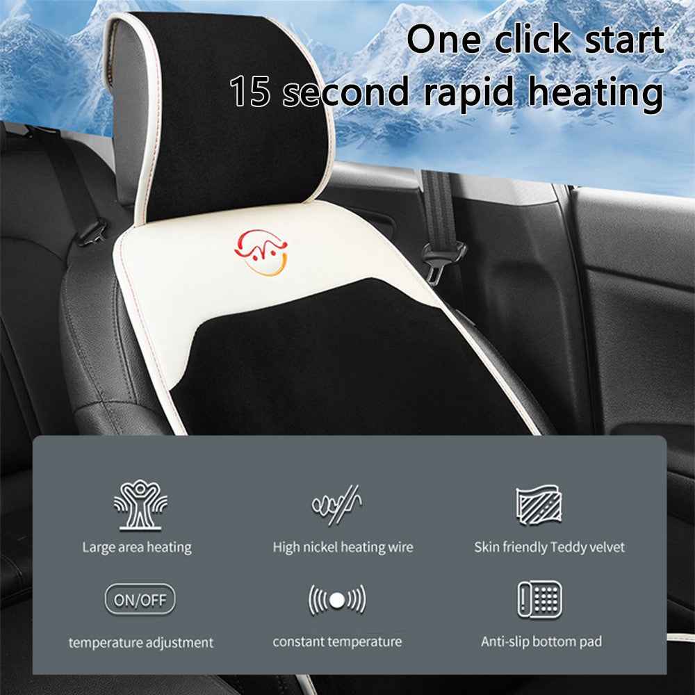 WM-XL2 Universal 12V / 24V Car Heated Seat Cover with Backrest Vehicle Seat Cushion Warmer for Winter - Brown