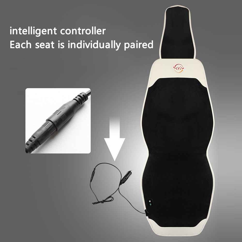 WM-XL2 Universal 12V / 24V Car Heated Seat Cover with Backrest Vehicle Seat Cushion Warmer for Winter - Brown