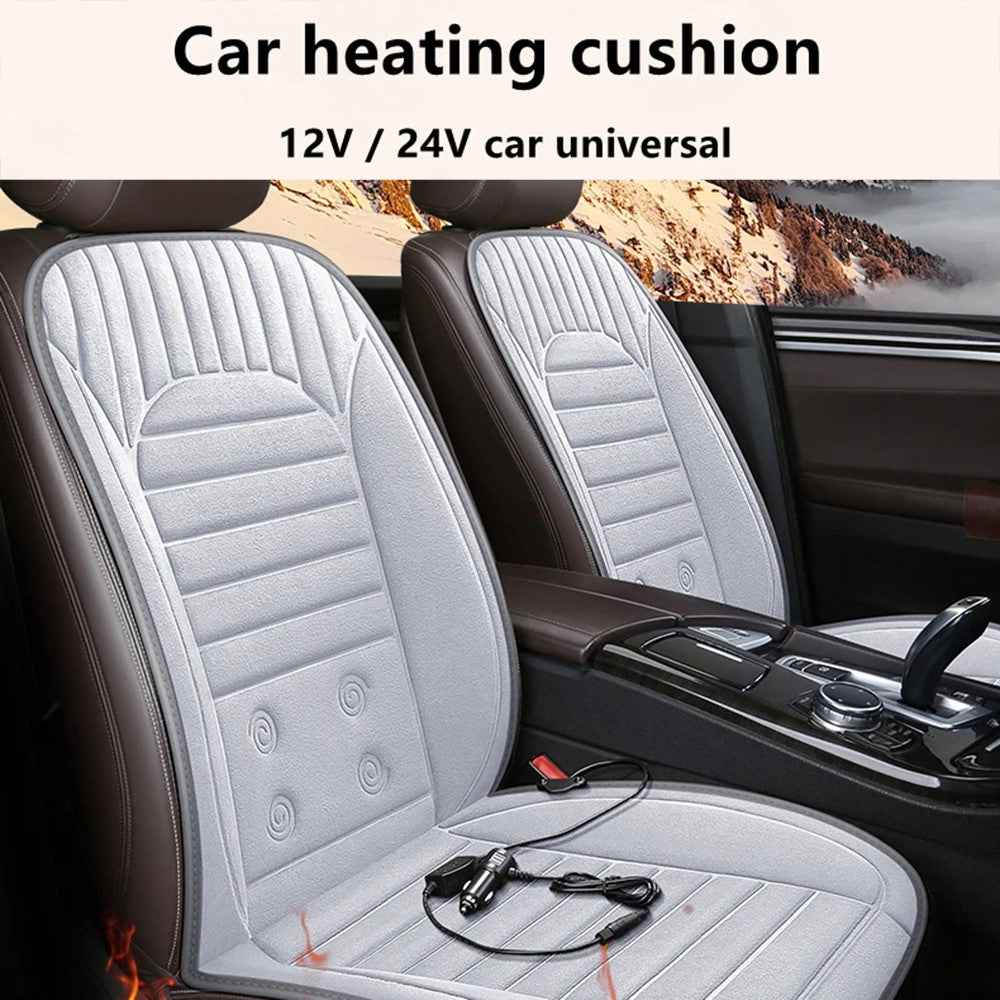 G-4S Heated Car Seat Covers Winter Heating 12V Car Seat Warmer Pad with Backrest - Grey
