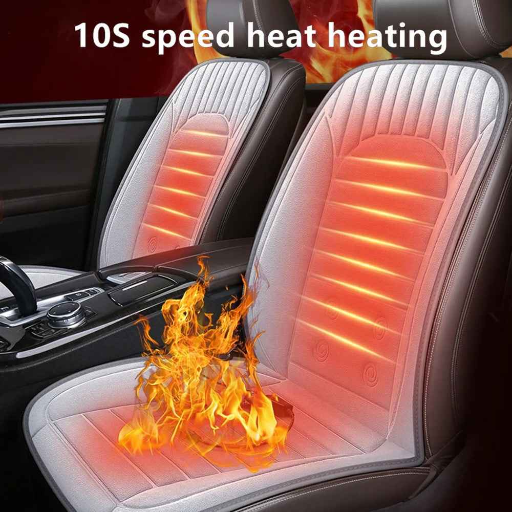 G-4S Heated Car Seat Covers Winter Heating 12V Car Seat Warmer Pad with Backrest - Black