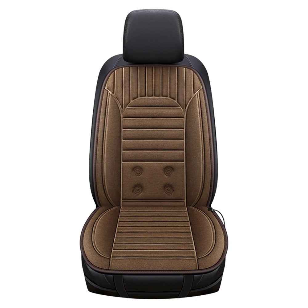 G-4S Heated Car Seat Covers Winter Heating 12V Car Seat Warmer Pad with Backrest - Coffee