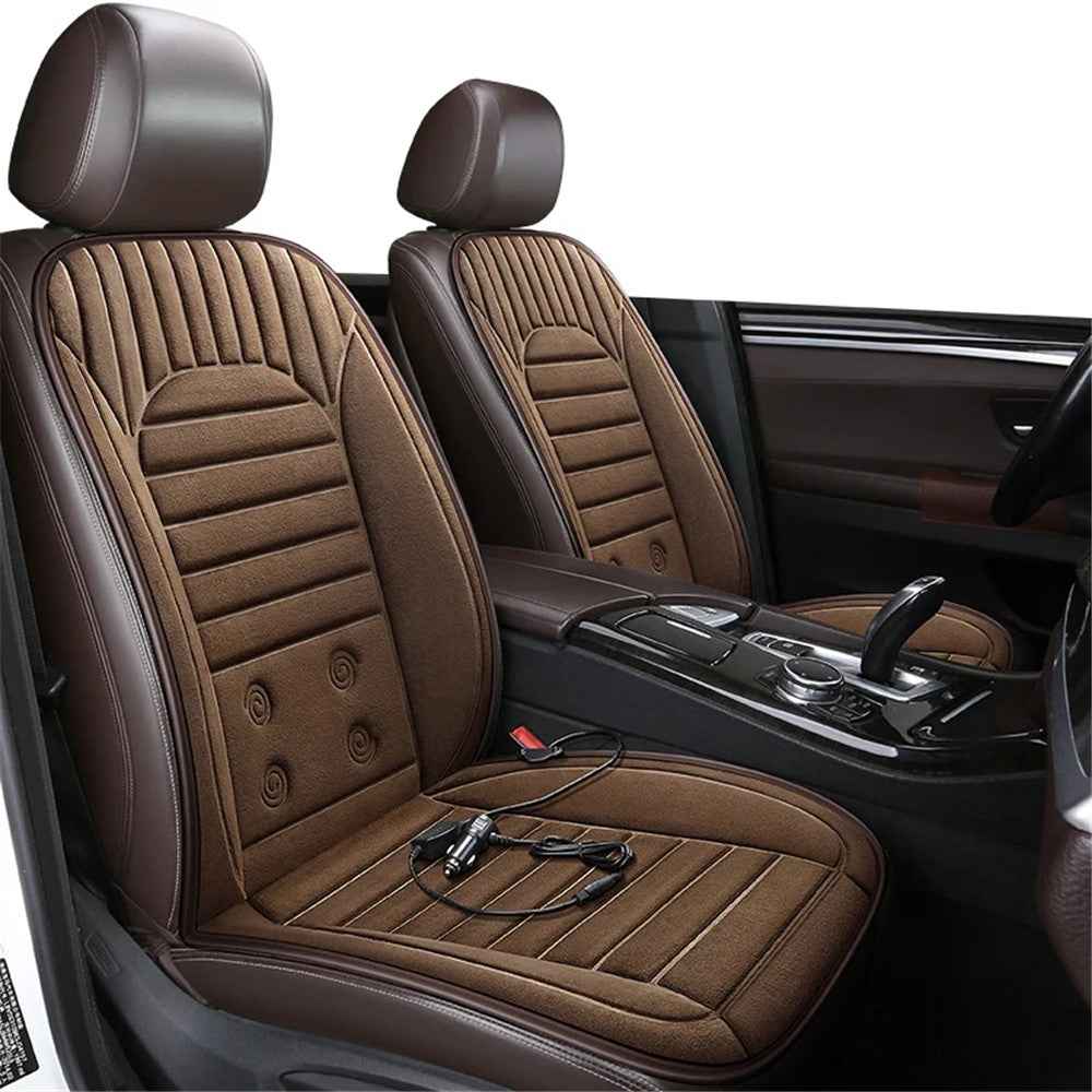 G-4S 2Pcs / Set 12V Car Seat Heating Cushion for Winter Heated Seat Covers with Backrest - Coffee