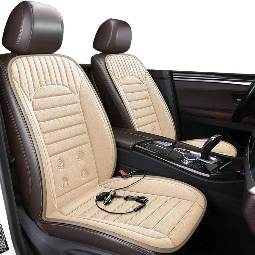G-4S 2Pcs / Set 12V Car Seat Heating Cushion for Winter Heated Seat Covers with Backrest - Beige