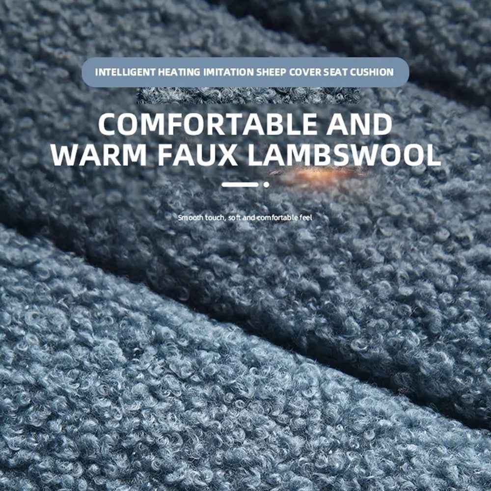 12V Car Heated Seat Cushion Winter Seat Cover Imitation Cashmere Vehicle Seat Protector Pad with Backrest - Sapphire
