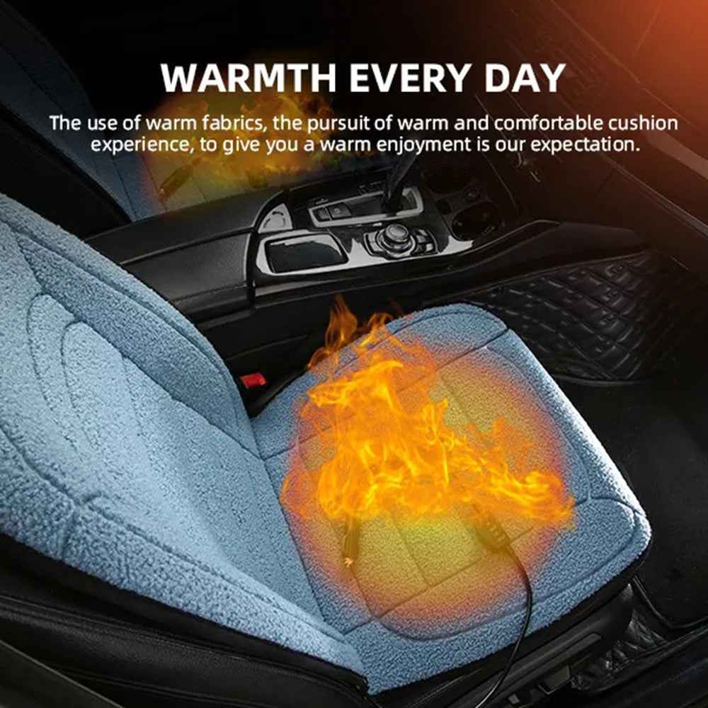 12V Car Heated Seat Cushion Winter Seat Cover Imitation Cashmere Vehicle Seat Protector Pad with Backrest - Brown