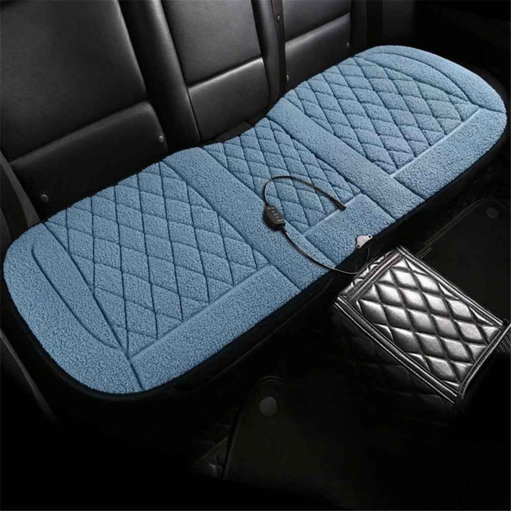 Rear Seat Cushion 12V Car Heated Protective Mat Pad Imitation Cashmere Back Seat Cover - Sapphire