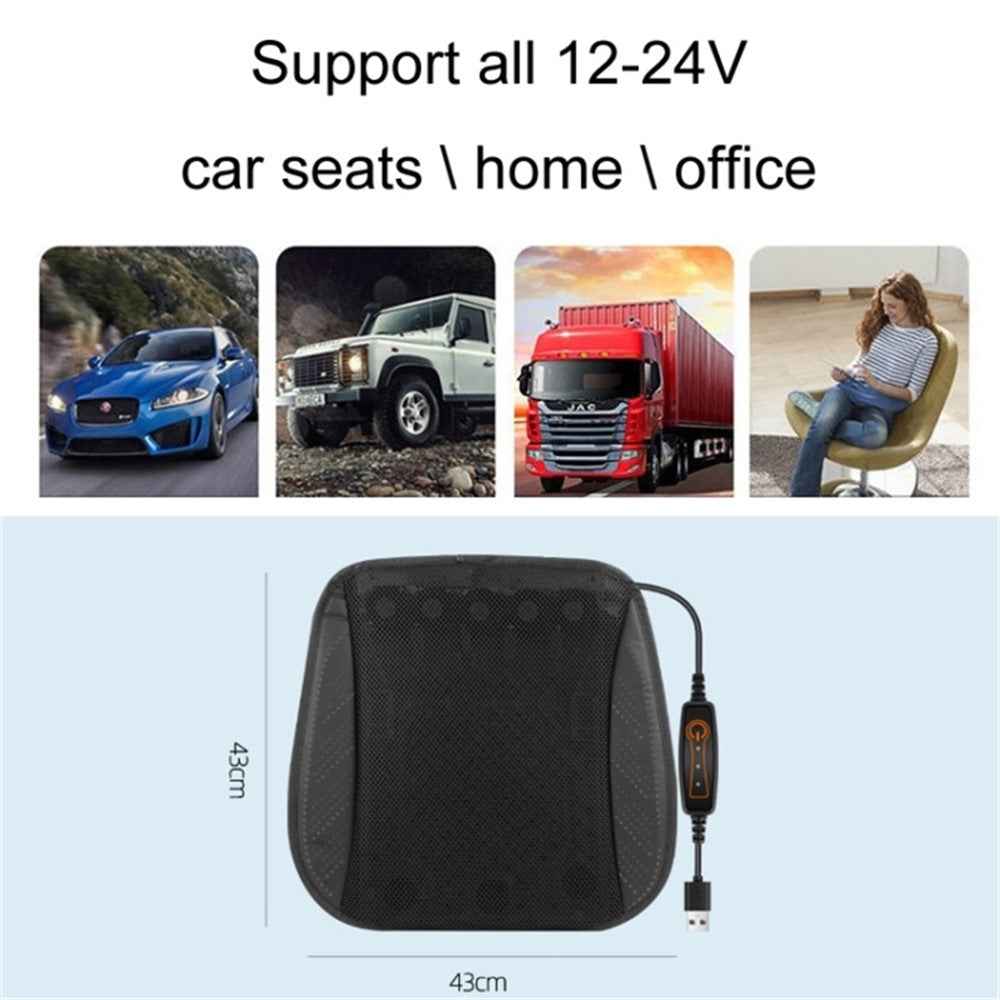 USB Car Seat Summer Cooler Breathable Ice Silk Seat Cushion ( Built-In 8 Fans) - Black