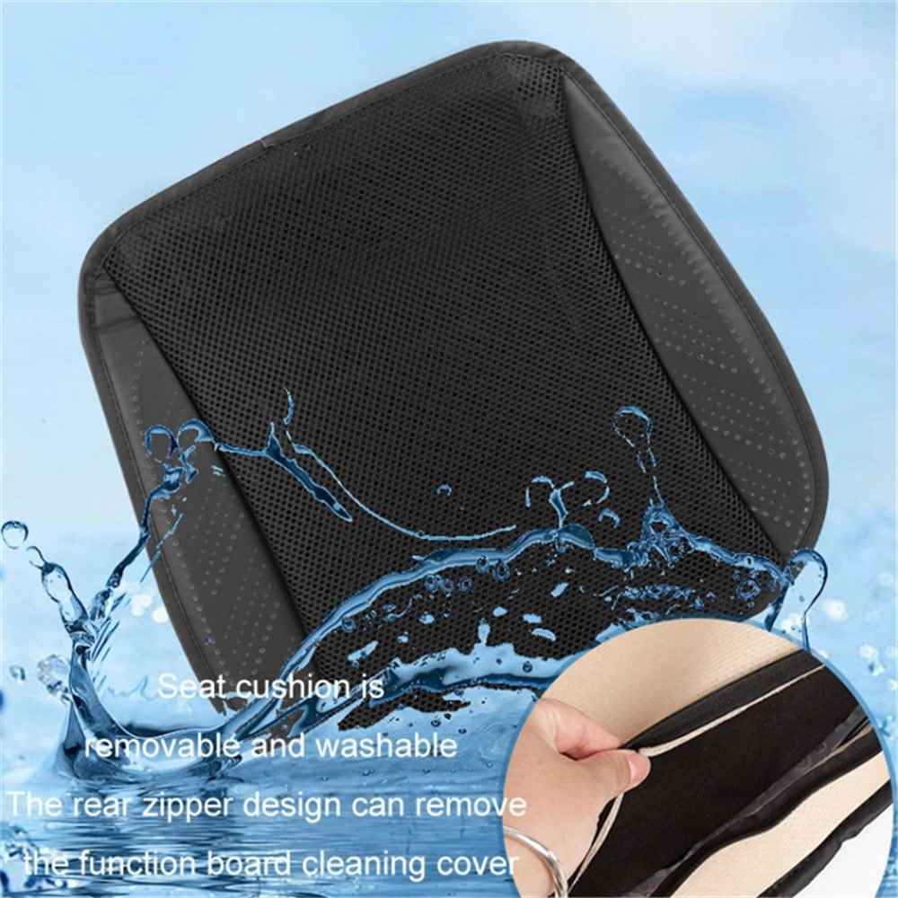 USB Powered Summer Breathable Car Seat Cushion Built-in 5 Fans Seat Cooling Mat - Navy Blue