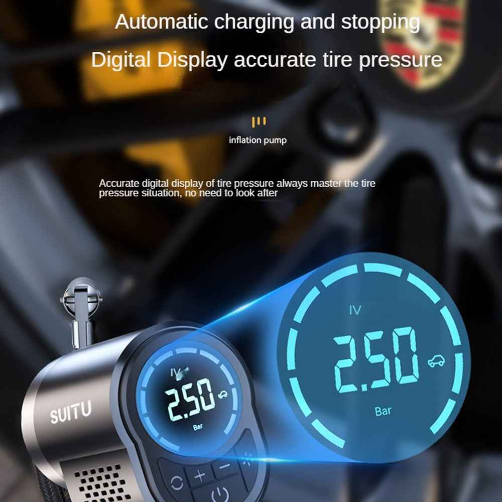 SUITU ST-5518 Car Cordless Inflatable Pump Multifunctional Portable Mini Pump with Lighting
