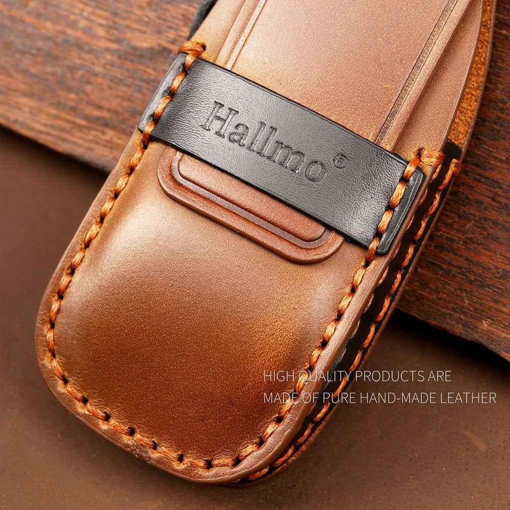 HALLMO C017 for E300L Car Cowhide Leather Key Protective Cover Anti-scratch Key Case - Brown