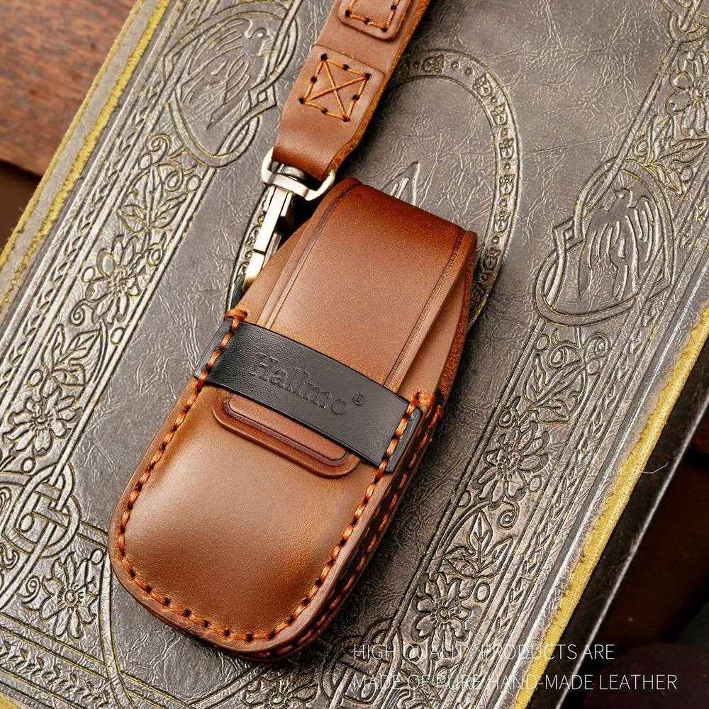 HALLMO C017 for E300L Car Cowhide Leather Key Protective Cover Anti-scratch Key Case - Blue