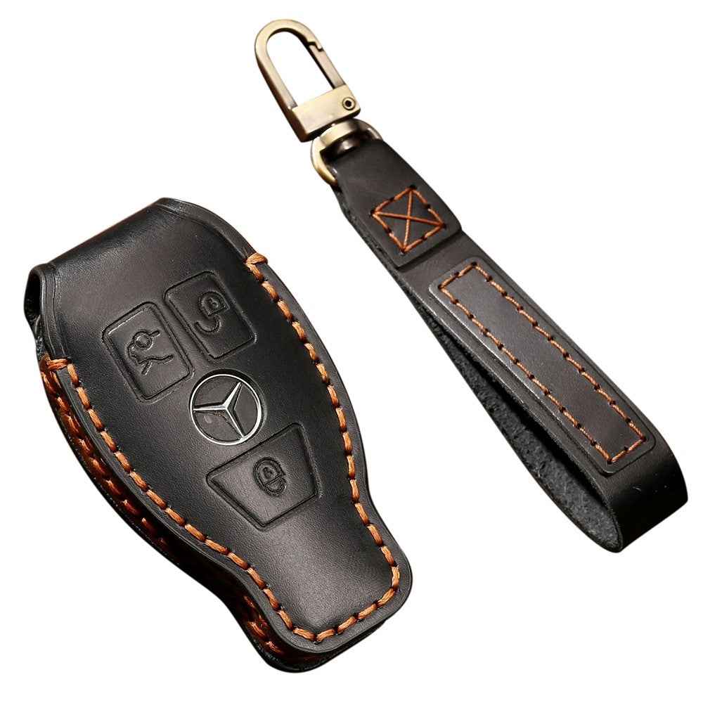 HALLMO C017 for E300L Car Cowhide Leather Key Protective Cover Anti-scratch Key Case - Black
