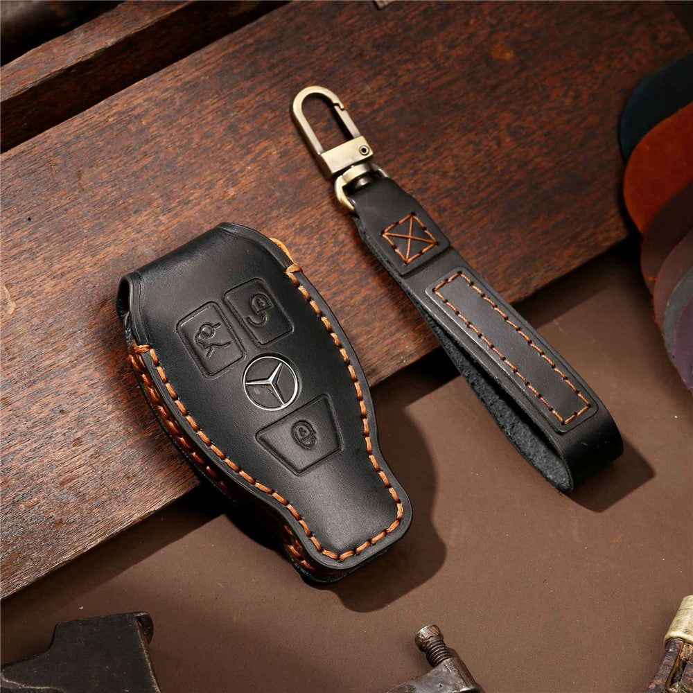 HALLMO C017 for E300L Car Cowhide Leather Key Protective Cover Anti-scratch Key Case - Black