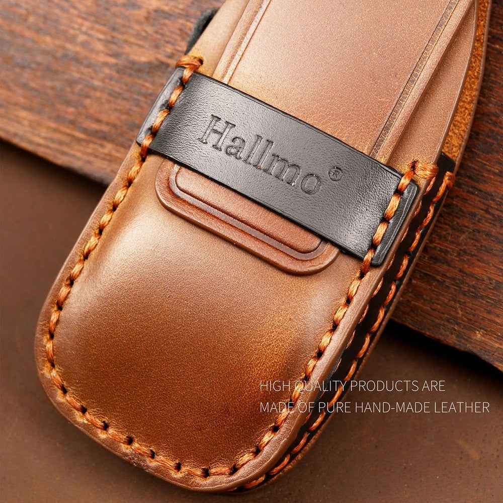 HALLMO C015 Anti-scratch Car Key Case for E300L, Genuine Cowhide Leather Protector Keychain Replacement - Blue