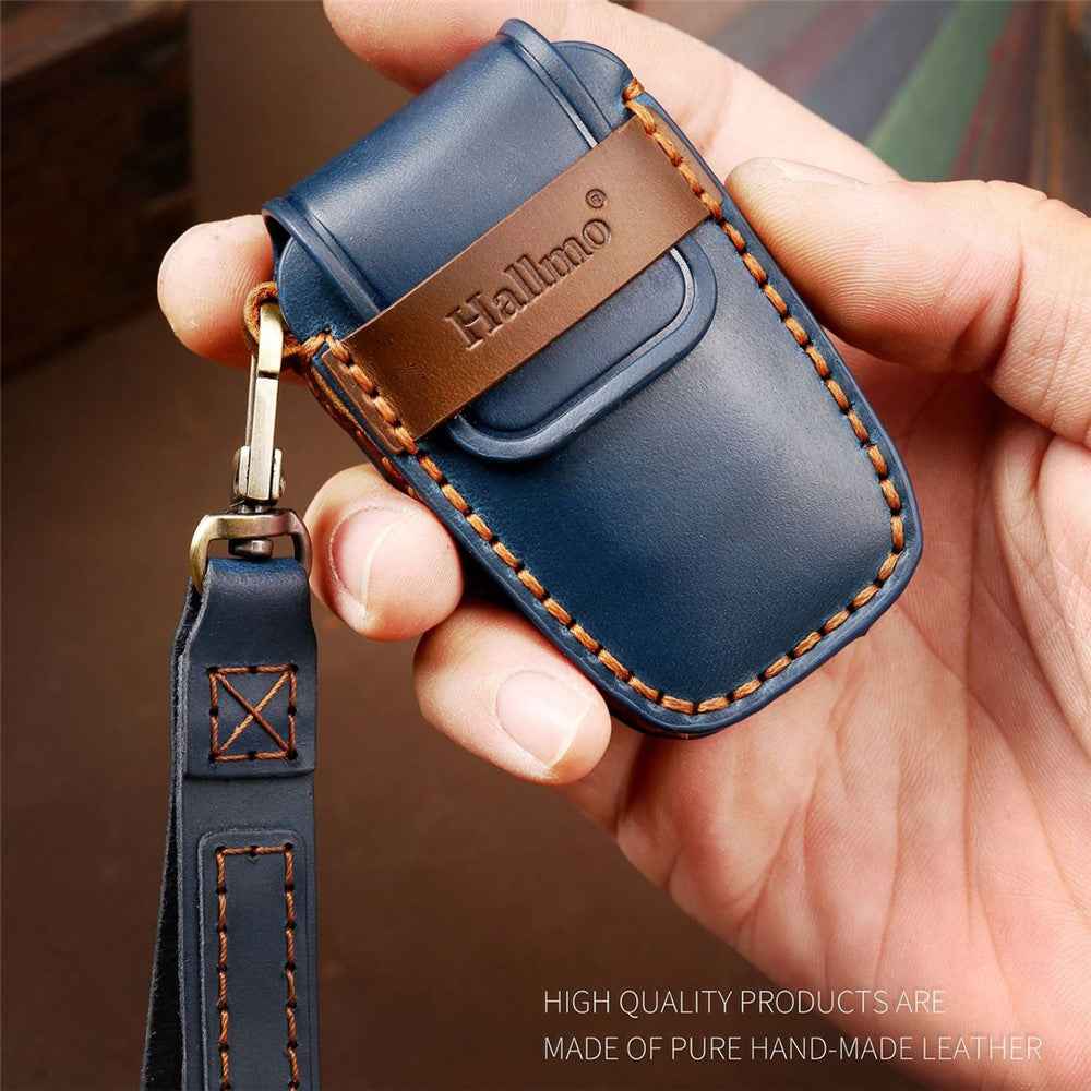 HALLMO Car Remote Key Cover for C005 18, Toyota 2-Keys Crazy Horse Cowhide Leather Protective Case - Brown