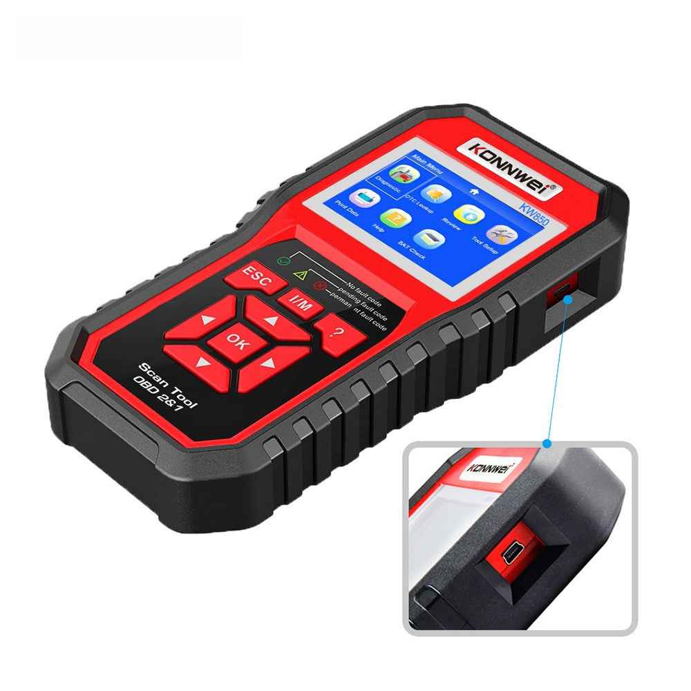 KONNWEI KW850 OBD2 Scanner Code Reader OBD II Automotive Scanner Car Diagnostic Scan Tool Check Engine Tool (Support 8 Languages) - Red