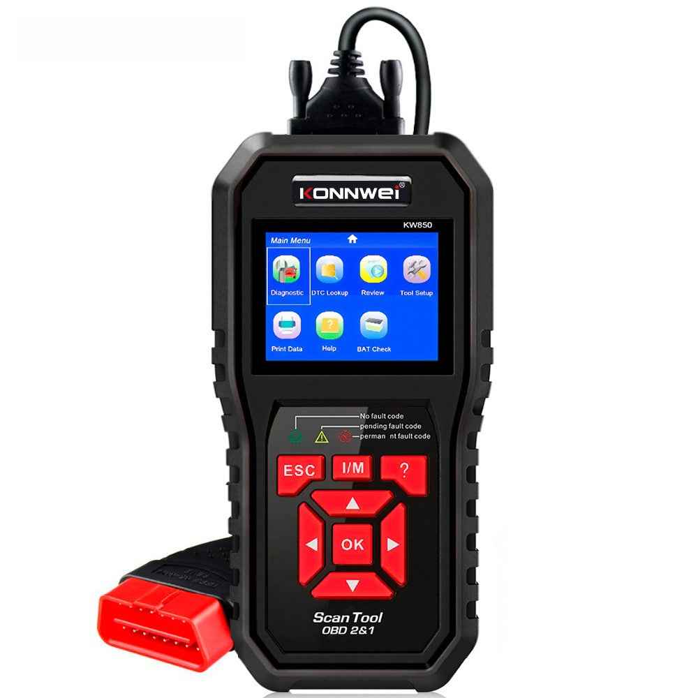 KONNWEI KW850 OBD2 Scanner Code Reader OBD II Automotive Scanner Car Diagnostic Scan Tool Check Engine Tool (Support 8 Languages) - Black