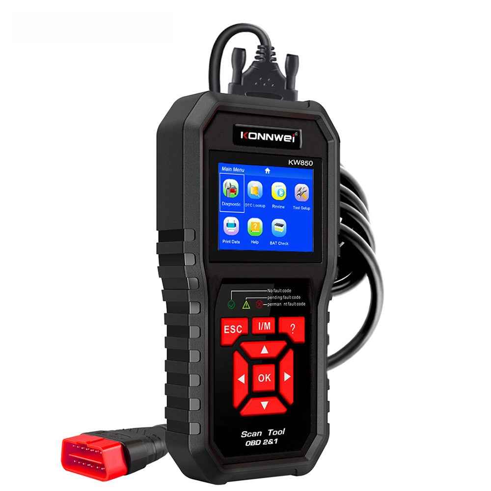 KONNWEI KW850 OBD2 Scanner Code Reader OBD II Automotive Scanner Car Diagnostic Scan Tool Check Engine Tool (Support 8 Languages) - Black