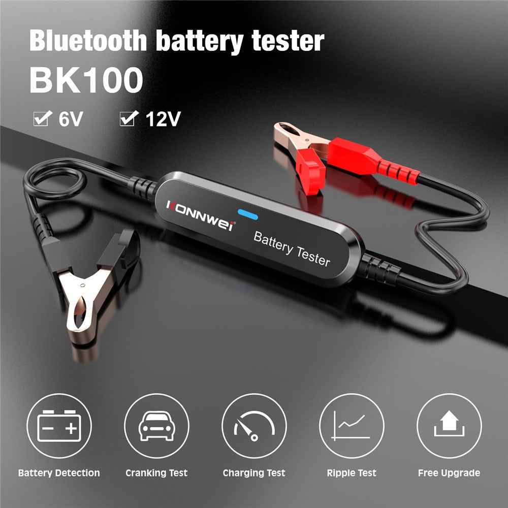 KONNWEI BK100 Automotive Wireless Bluetooth-compatible 6V 12V Battery CCA Tester Car Battery Charging Analyzer - Black