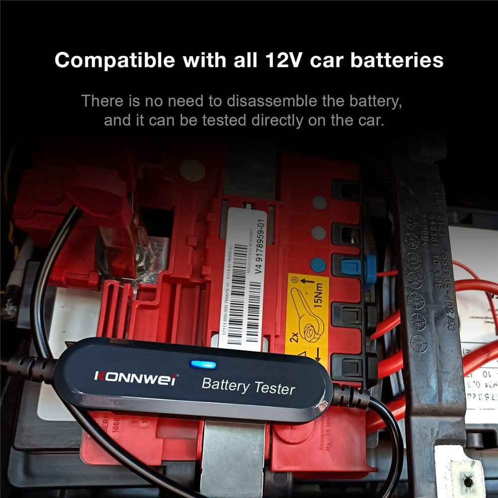 KONNWEI BK100 Automotive Wireless Bluetooth-compatible 6V 12V Battery CCA Tester Car Battery Charging Analyzer - Black