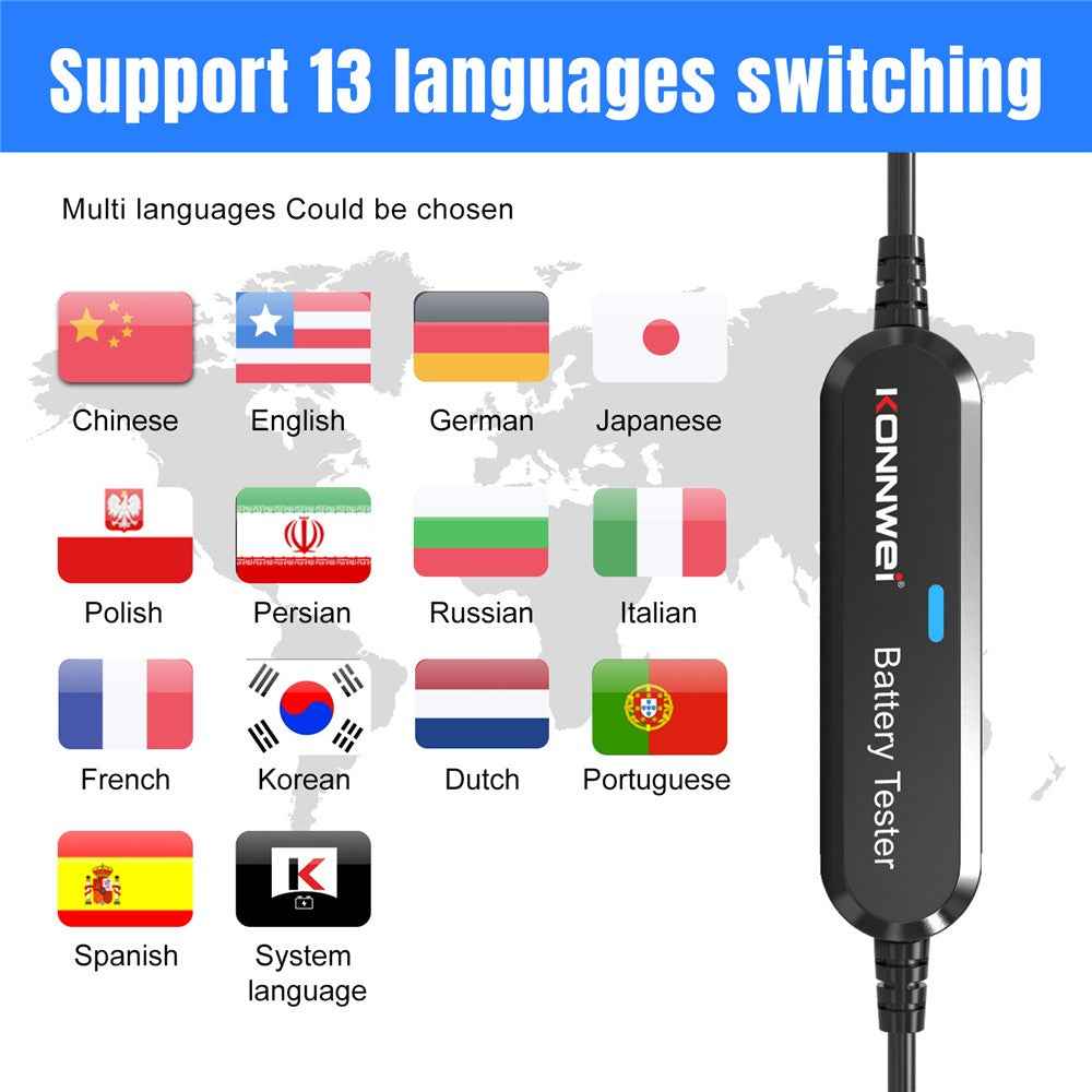 KONNWEI BK100 Automotive Wireless Bluetooth-compatible 6V 12V Battery CCA Tester Car Battery Charging Analyzer - Black