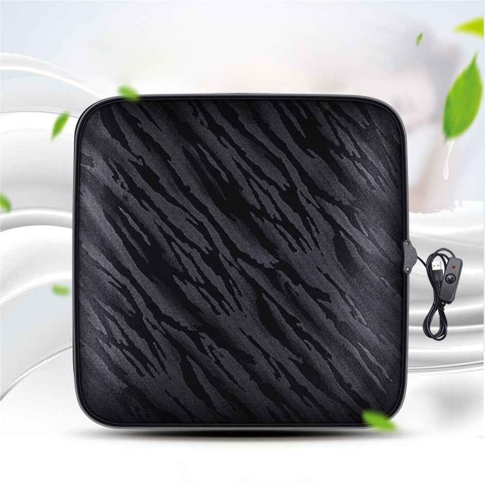 Portable USB Heated Car Seat Cushion Fast Heating Car Seat Mat for Winter Driving Car Accessory - Black