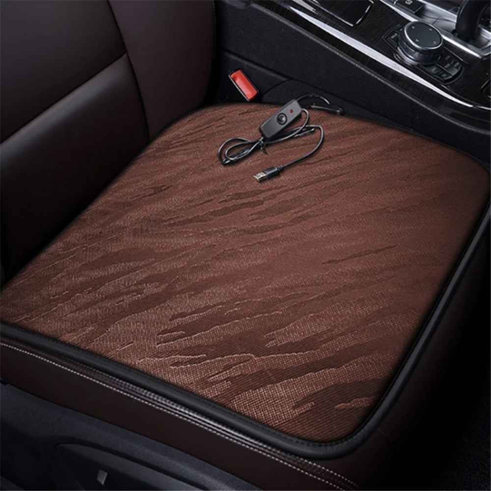 Portable USB Heated Car Seat Cushion Fast Heating Car Seat Mat for Winter Driving Car Accessory - Black