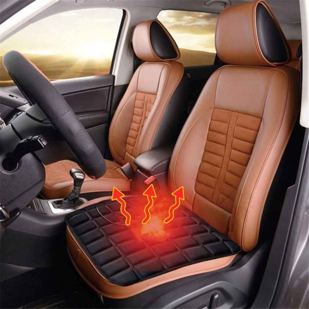 Portable USB Heated Car Seat Cushion Fast Heating Car Seat Mat for Winter Driving Car Accessory - Black