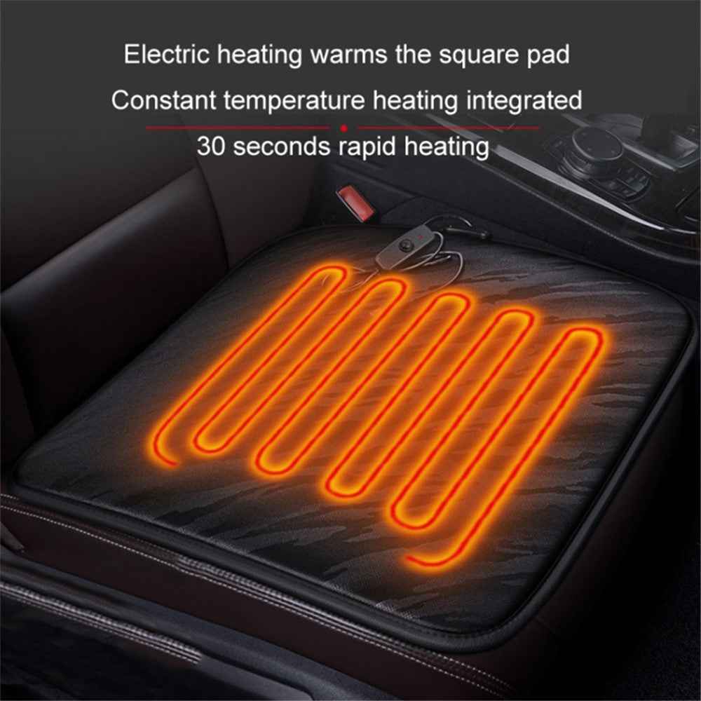 Portable USB Heated Car Seat Cushion Fast Heating Car Seat Mat for Winter Driving Car Accessory - Black