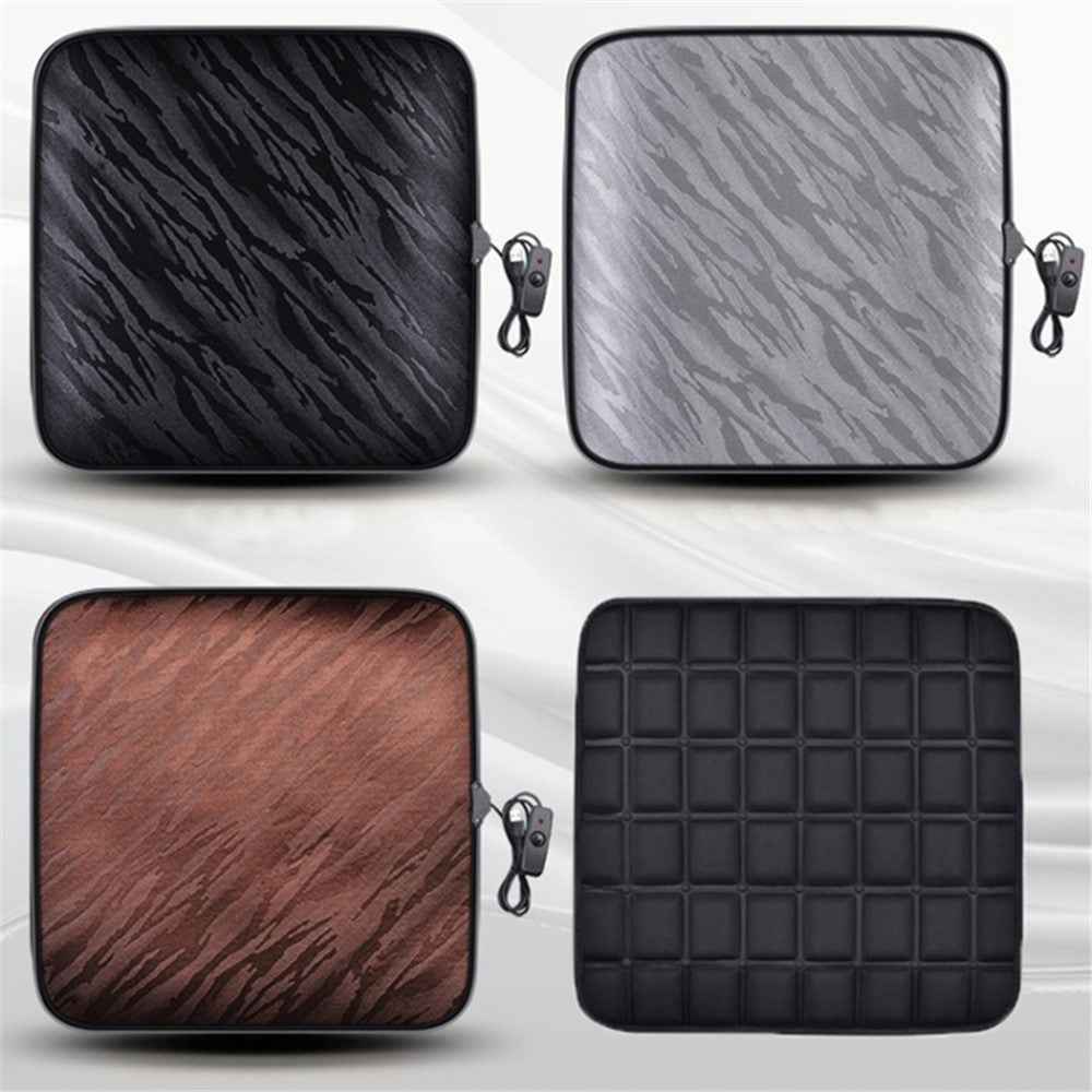 Portable USB Heated Car Seat Cushion Fast Heating Car Seat Mat for Winter Driving Car Accessory - Black