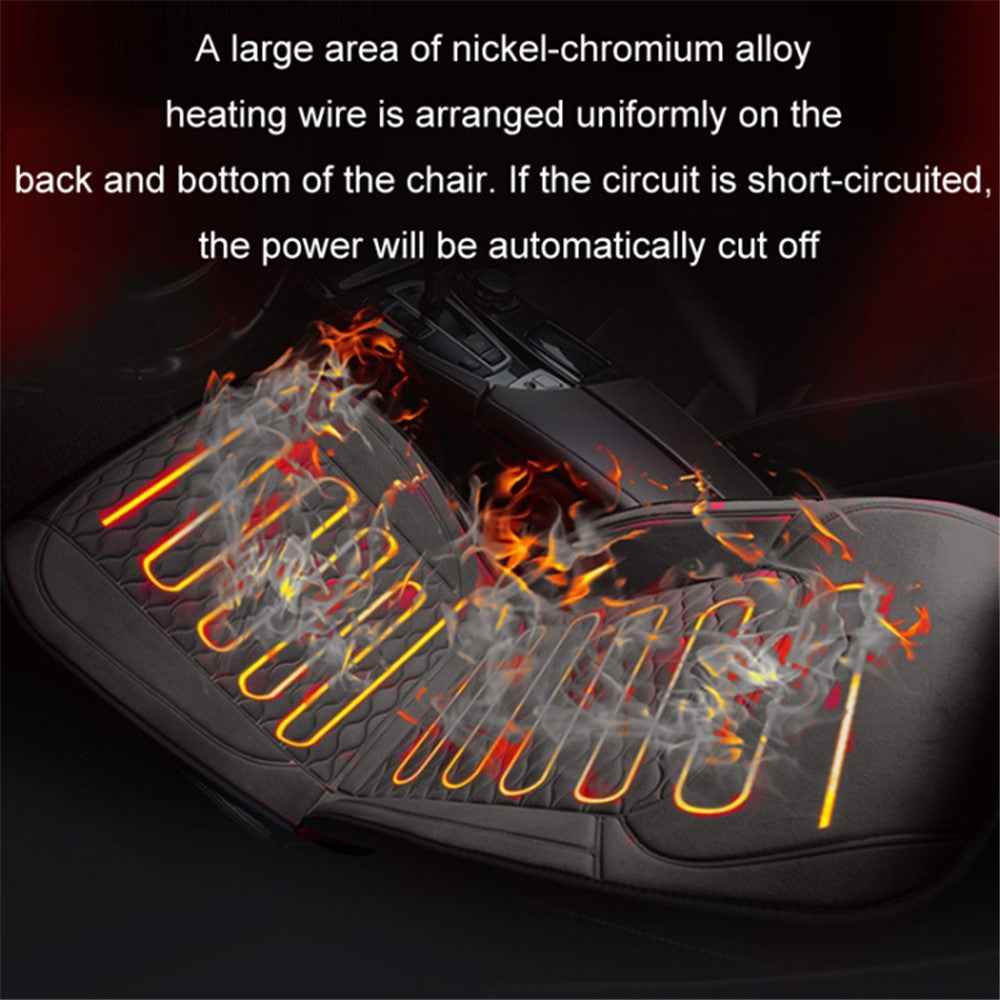 Car Winter Heated Short Plush Seat Cushion for 12V Car Electric Fast Heating Seat Cushion, Cigarette Lighter Power - Beige