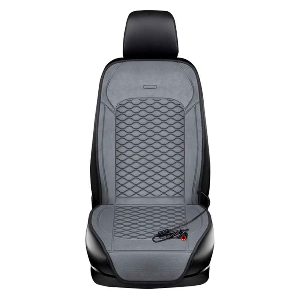 Car Winter Heated Short Plush Seat Cushion for 12V Car Electric Fast Heating Seat Cushion, Cigarette Lighter Power - Grey