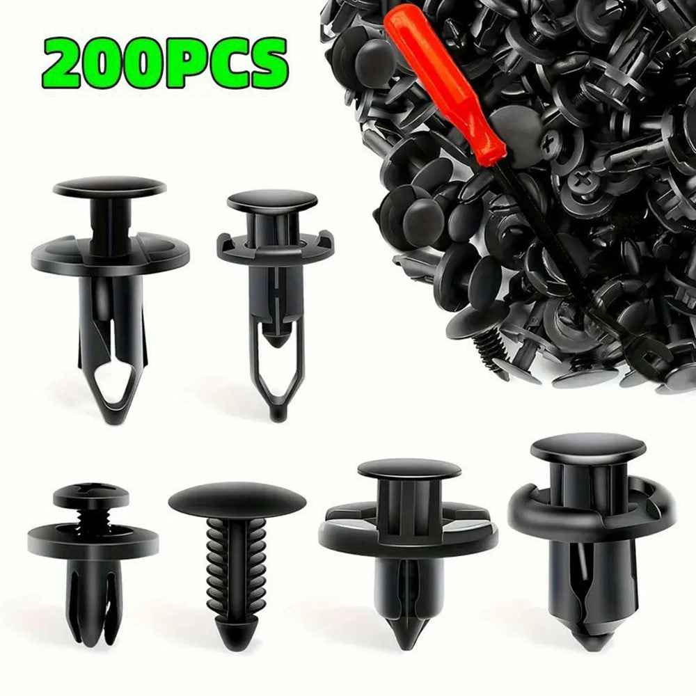 200Pcs Mixed Plastic Car Door Panel Fastener Vehicle Bumper Clips Retainer Fasteners with 1 Pry Tool