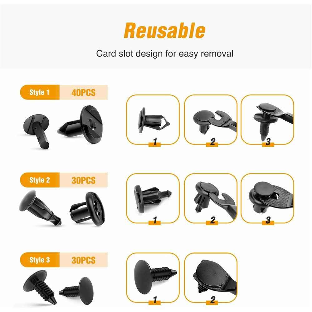 200Pcs Mixed Plastic Car Door Panel Fastener Vehicle Bumper Clips Retainer Fasteners with 1 Pry Tool