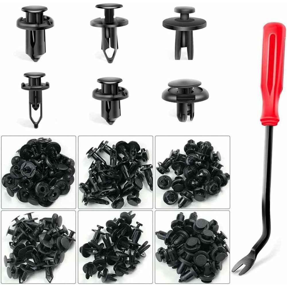 200Pcs Mixed Plastic Car Door Panel Fastener Vehicle Bumper Clips Retainer Fasteners with 1 Pry Tool