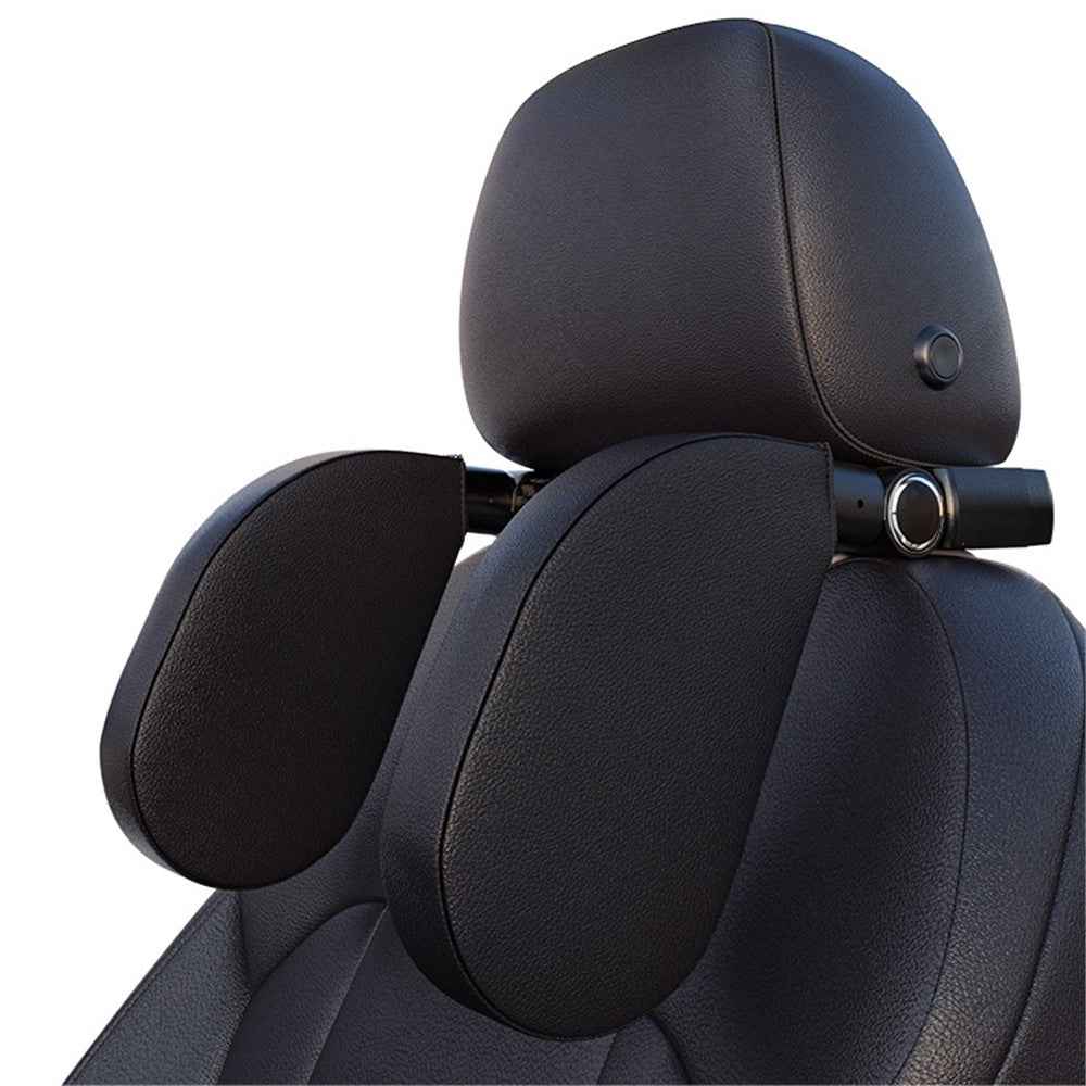 A05 Car Headrest Two Side Pillow Children Adult Car Seat Memory Foam Head Rest Cushion with Hook - Black