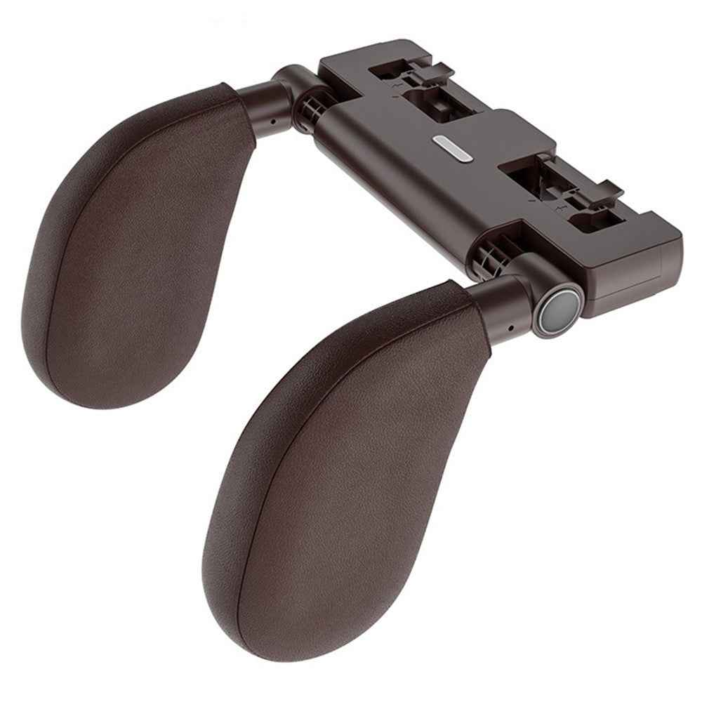 A05 Car Headrest Two Side Pillow Children Adult Car Seat Memory Foam Head Rest Cushion with Hook - Brown