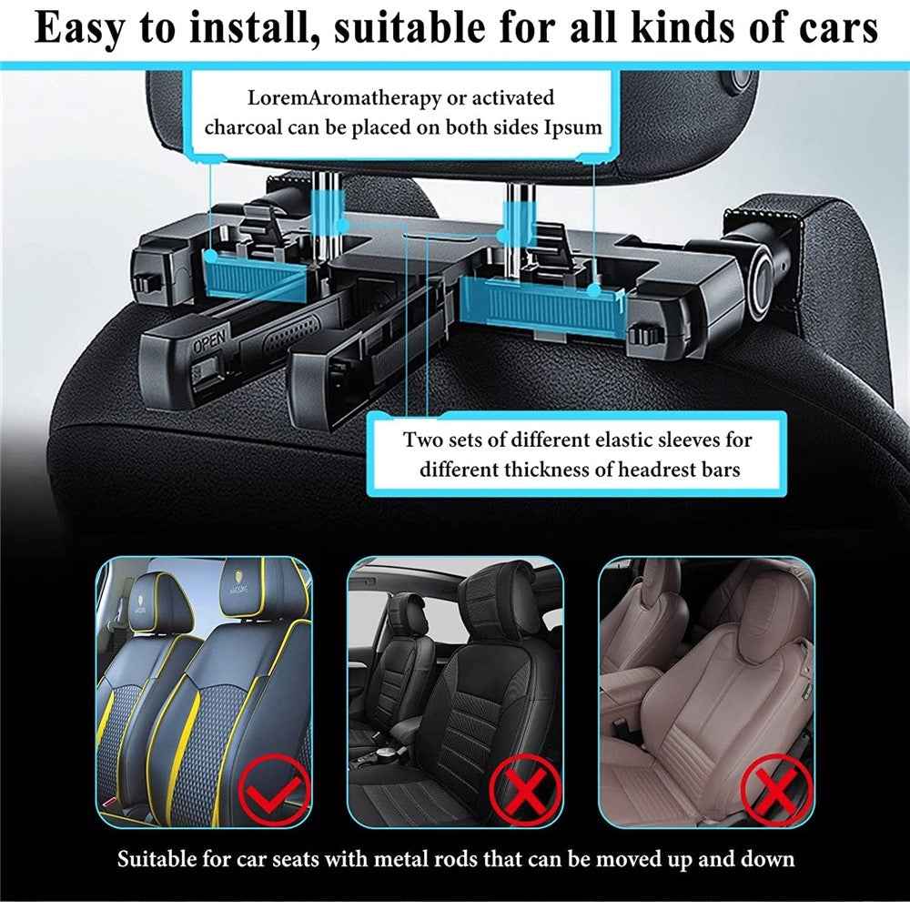 A05 Car Headrest Two Side Pillow Children Adult Car Seat Memory Foam Head Rest Cushion with Hook - Brown