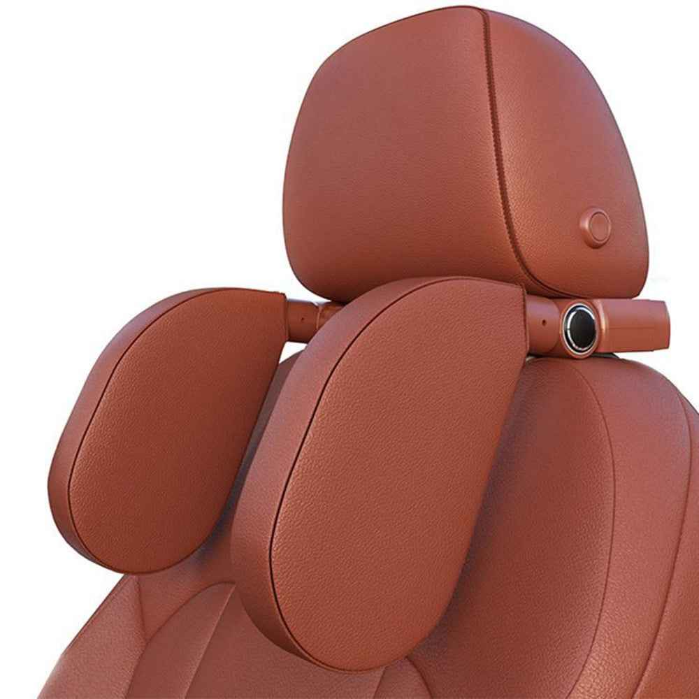 A05 Car Headrest Two Side Pillow Children Adult Car Seat Memory Foam Head Rest Cushion with Hook - Coffee