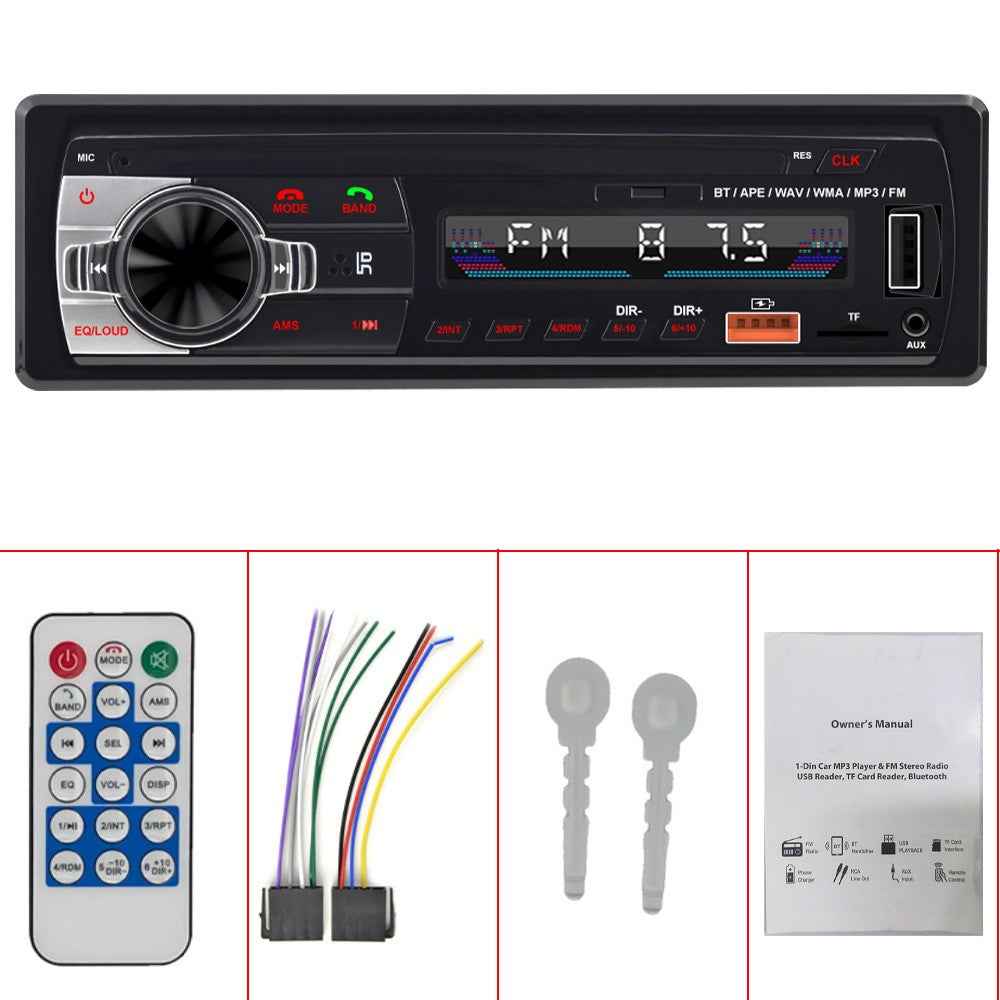 Car Bluetooth-compatible MP3 Player Stereo Receiver Car FM Car Radio Audio Device with USB Port for Mobile Phone Charging