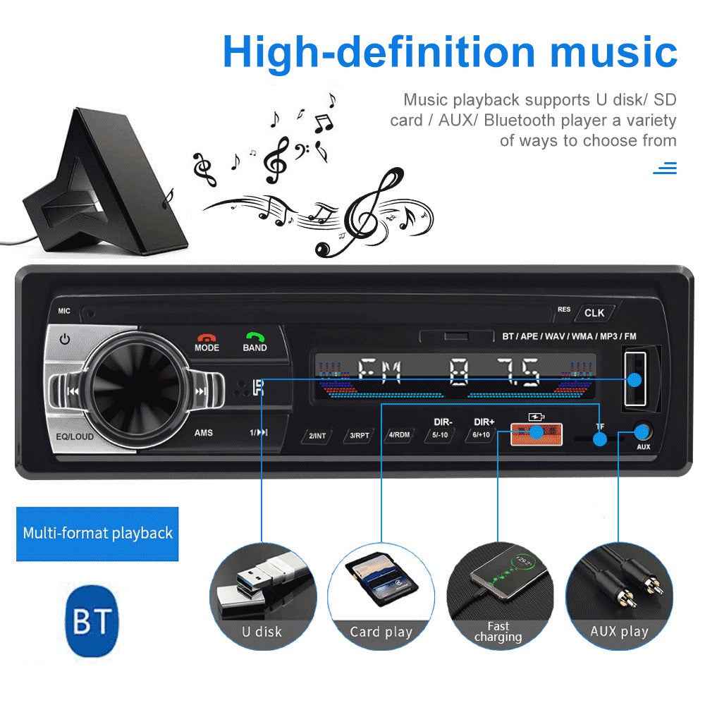Car Bluetooth-compatible MP3 Player Stereo Receiver Car FM Car Radio Audio Device with USB Port for Mobile Phone Charging