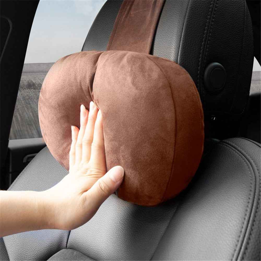 1152 Car Headrest Breathable Memory Foam Neck Pillow Head and Neck Support for Sleeping - Brown