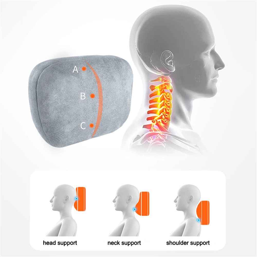 1152 Car Headrest Breathable Memory Foam Neck Pillow Head and Neck Support for Sleeping - Grey